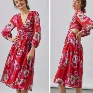 NWOT Anthropologie Ranna Gill cut out floral midi dress